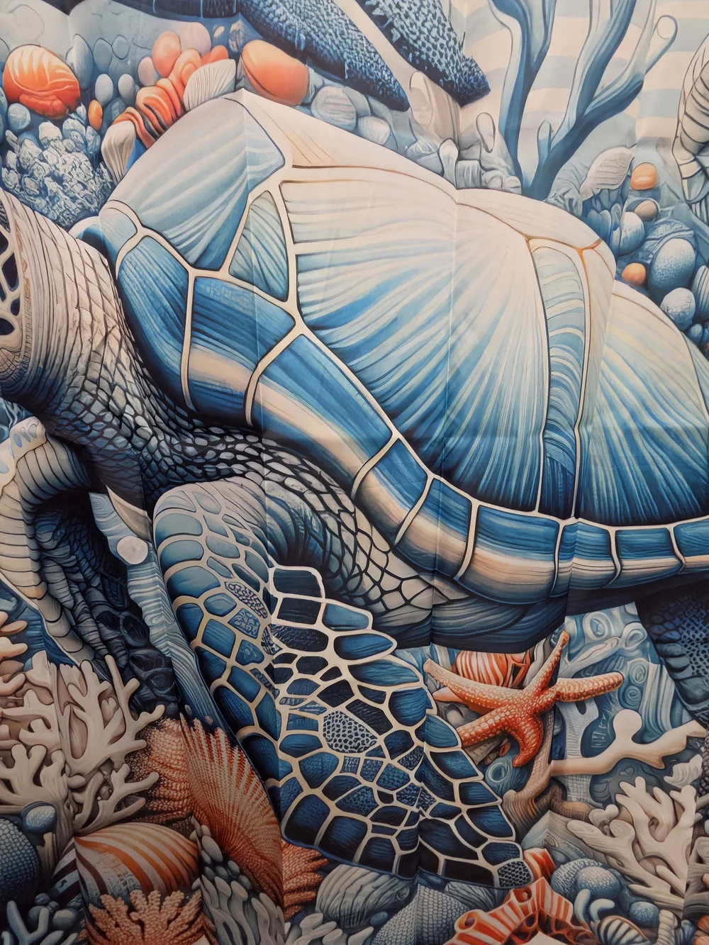 NWOT Blue Sea Turtle Fabric Water Resistant Shower Curtain - Home Bath